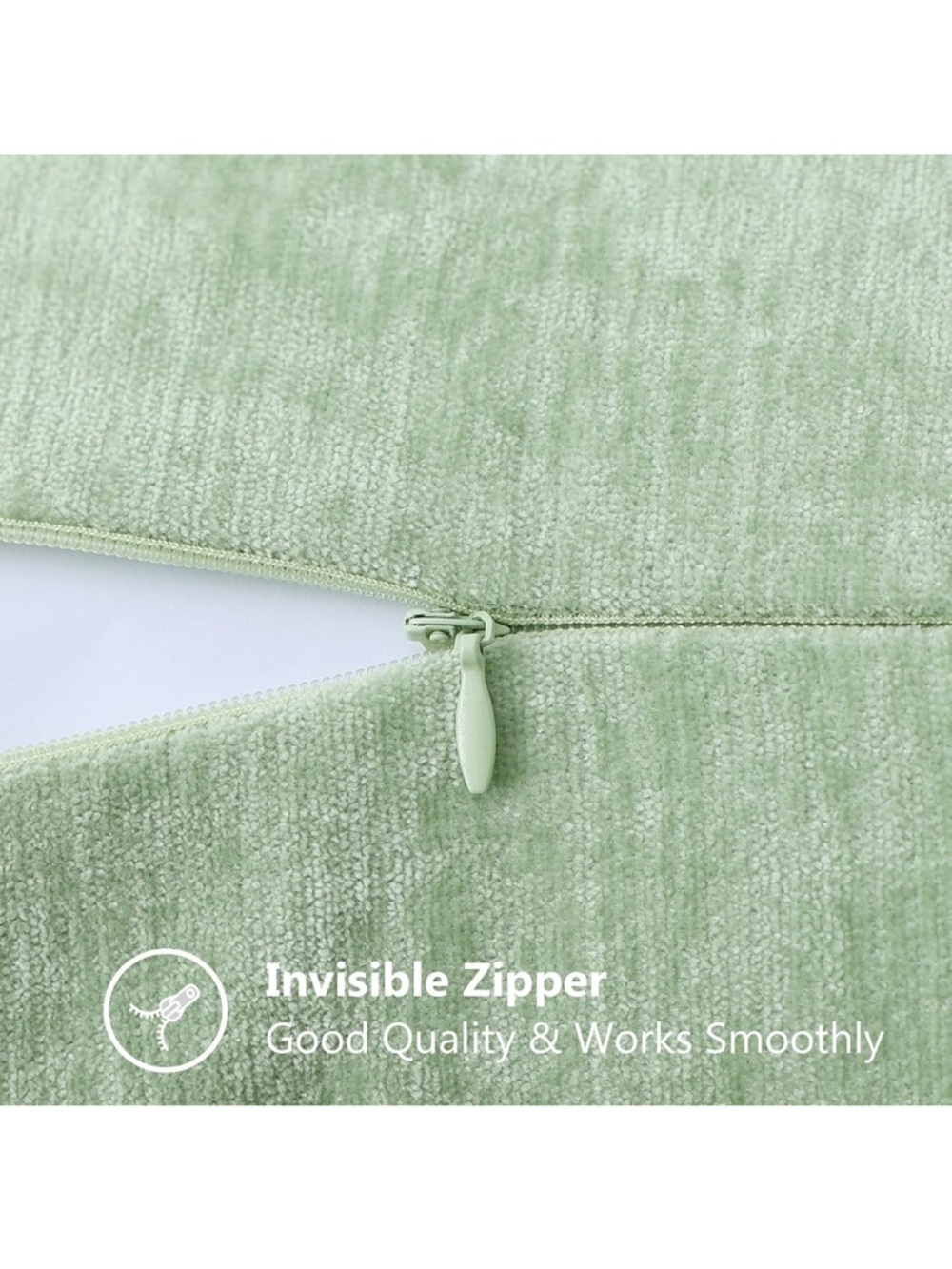 Sage Green Texture Sage Green Accent Pillow Cover with Braided Trim 20x20 - Picture 4 of 6